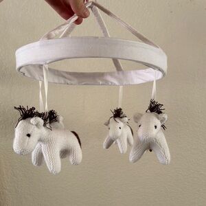 White Baby Mobile with Plush Horses
